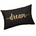 DREAM - Coussin Noir Rectangle 25 x 30 cm - Imprimé Or