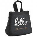 HELLO - Cale Porte - Sac Coton Noir - Imprimé Blanc et Or