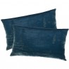 DALLAS - Housse de Coussin 30 x 50 cm - Velours Uni Bleu