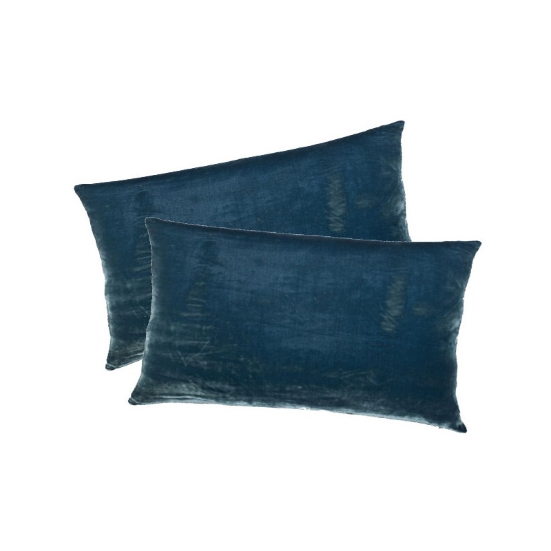 COUSSIN - Lavage de velours Bleu Pétrole 50x70 L'ESSENTIEL