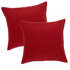 CAPUCINE - 2 Housses de Coussin 40 x 40 cm - Uni Rouge