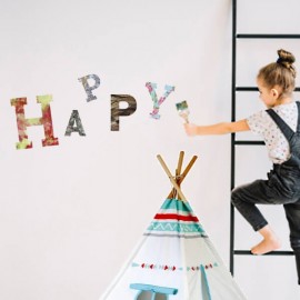 HAPPY - Lettres en Medium - Sticker Auto Adhésif en Bois