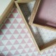 ROSAE - Grand Plateau Bois - Motifs Triangles - Blanc Rose