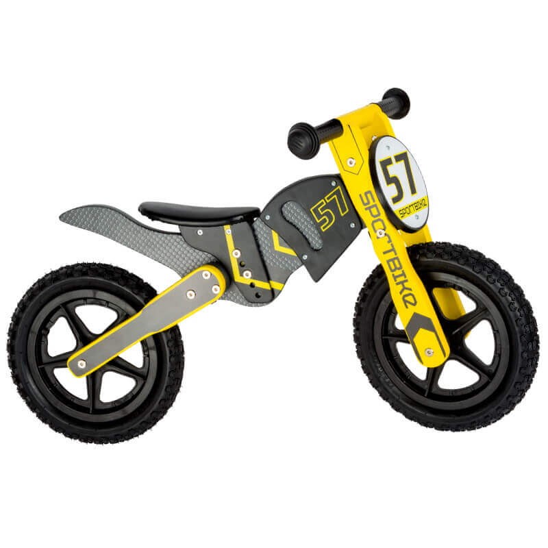 Moto enfant sans pédales en bois naturel rmulticolour