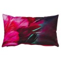 Coussin CANCAN satin de coton rose motif plumes 30x50 cm