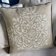 MELEN - Coussin Carré 45 x 45 cm - Beige Broderie col. Blanc