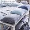 COBALT - Coussin 40x40 Bleu Uni - Coton Chambray Velours