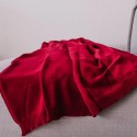 LUGOS - Plaid Uni 120 x 160 - Maille Rouge Tissée Coton