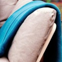 GRUISSAN - Plaid Uni Bleu 120 x 160 - Maille Tissée Coton