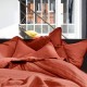 BACARES - Housse de Couette 240 x 260 - Lin Uni Rouge