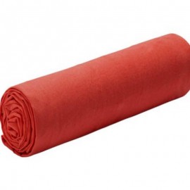 BARCARES - Drap Housse 140 x 190 - Lin Lavé - Uni Rouge