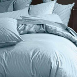 LANDRY - Drap Plat 240 x 300 cm - Percale - Uni Bleu