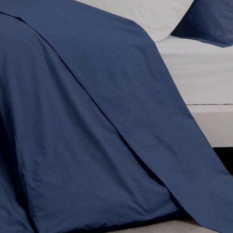 TREGUNC - Drap Plat 240 x 300 cm - Percale - Uni Bleu