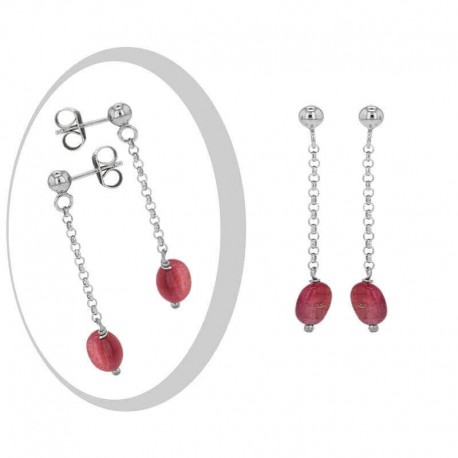 ELODIE - Boucles d'Oreilles Argent Platinium Tourmaline