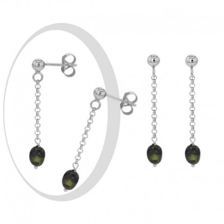 ELODIE - Boucles d'Oreilles Argent Platinium et Pierres