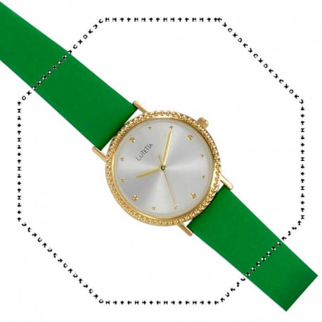 LAURA - Montre Femme - Boîtier Doré - Bracelet Vert