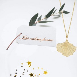 PAM - Collier Argent Doré - Pendentif Feuille Ginkgo