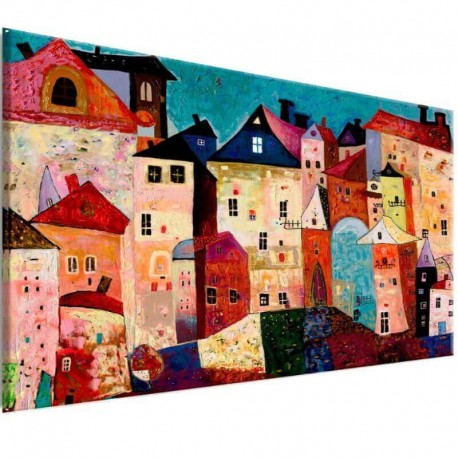 VILLE - Tableau 120 x 80 cm - Décor urbain coloré