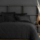 AUTHON - Housse de Couette 240x260 cm - Satin Noir