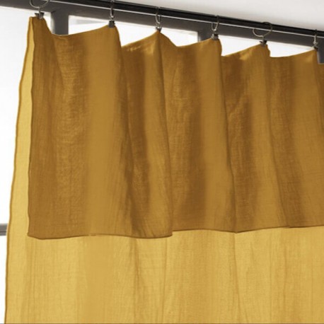 LANGON - Rideau 140 x 300 cm en gaze de coton jaune