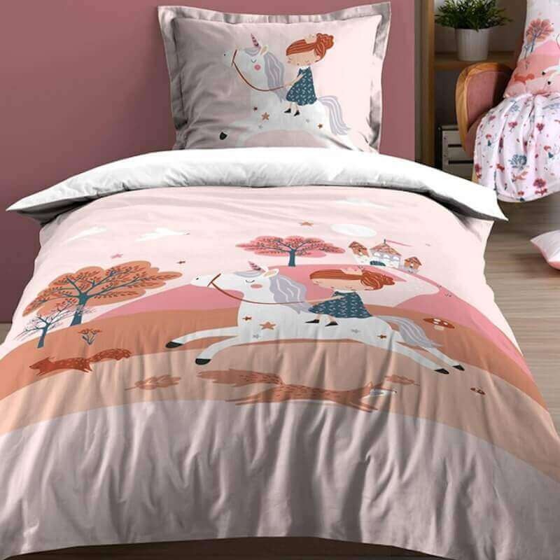 Pack parure de couette enfant 140x200 cm london + drap housse