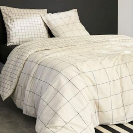 LONDRES - Parure de lit 220 x 240 - Motif beige et blanc