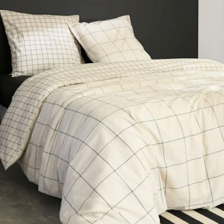 LONDRES - Parure de lit 220 x 240 - Motif beige et blanc