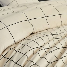 PABLO - Parure de lit à carreaux 140 x 200 - Lit 1 personne