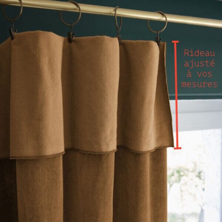 BRONTE - Rideau Ajustable 140 x 270 cm - Velours Marron