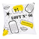 J'TAPL housse de coussin 40x40 cm blanc imprimé noir - jaune