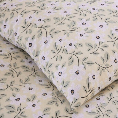 AELIA - Parure de lit A Fleurs - 220 x 240 cm - Gaze de Coton