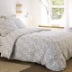 AELIA - Parure de lit A Fleurs - 220 x 240 cm - Gaze de Coton
