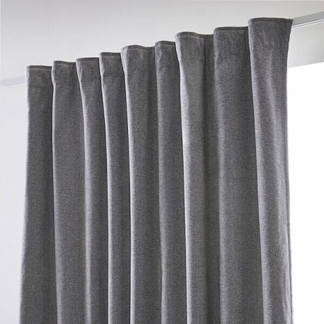 CASEO - Rideau Polaire Gris - Galon Fronceur - 140 x 260 cm