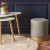 ALFRED - Pouf Rond - Gris clair - Socle MDF