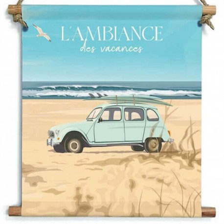 4L - Décoration Murale en Toile - Surf et Renault Vintage