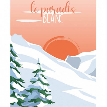 ZENITH - Décoration Murale - Toile Coucher de Soleil & Neige