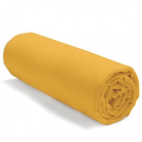 AMBRA - Drap Housse 140 x 190 cm - Uni - Jaune Safran