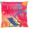 Coussin ENVIE décoration tropicale 30x30 cm velours