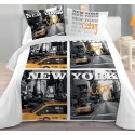 NEW YORK CITY housse de couette 220*240 cm + 2 taies d'oreiller lit 2 personnes