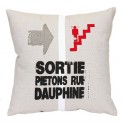 PARIS RUE DAUPHINE housse de coussin 40x40 cm motif métro gris rouge