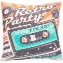 CASSETTE Coussin K7 audio 40x40 cm orange vintage déco rétro