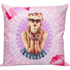 GLOSSY Coussin pin up girly rose 40x40 cm décoration chambre adolescente