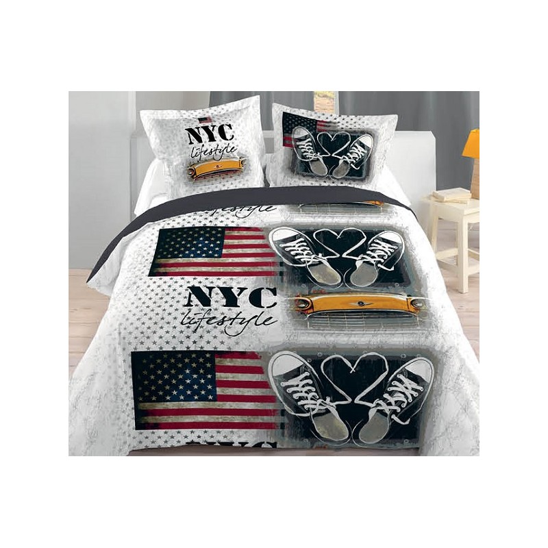 Acheter une parure de lit style New York chambre ado ville - Kolorados