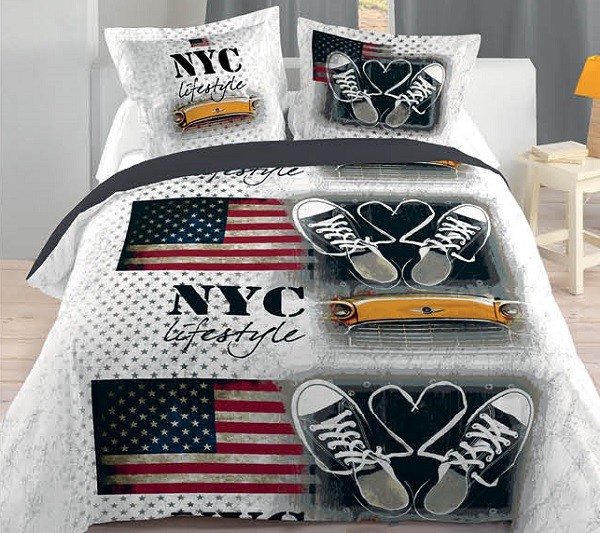 Acheter une parure de lit style New York chambre ado ville - Kolorados