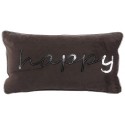 HAPPY coussin velours marron brodé sequins 30x50 cm