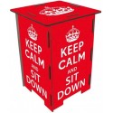 KEEP CALM -Tabouret en Medium Rouge à Message