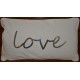 LOVE coussin 30 x 50 cm velours blanc brodé de sequins argentés passepoil blanc satiné imitation cuir Home Stories