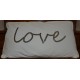 LOVE coussin 30 x 50 cm velours blanc brodé de sequins argentés passepoil blanc satiné imitation cuir Home Stories