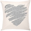 HEART Coussin blanc coeur argenté carré 40 x 40 cm velours ambiance love