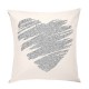 HEART Coussin blanc coeur argenté carré 40 x 40 cm velours ambiance love